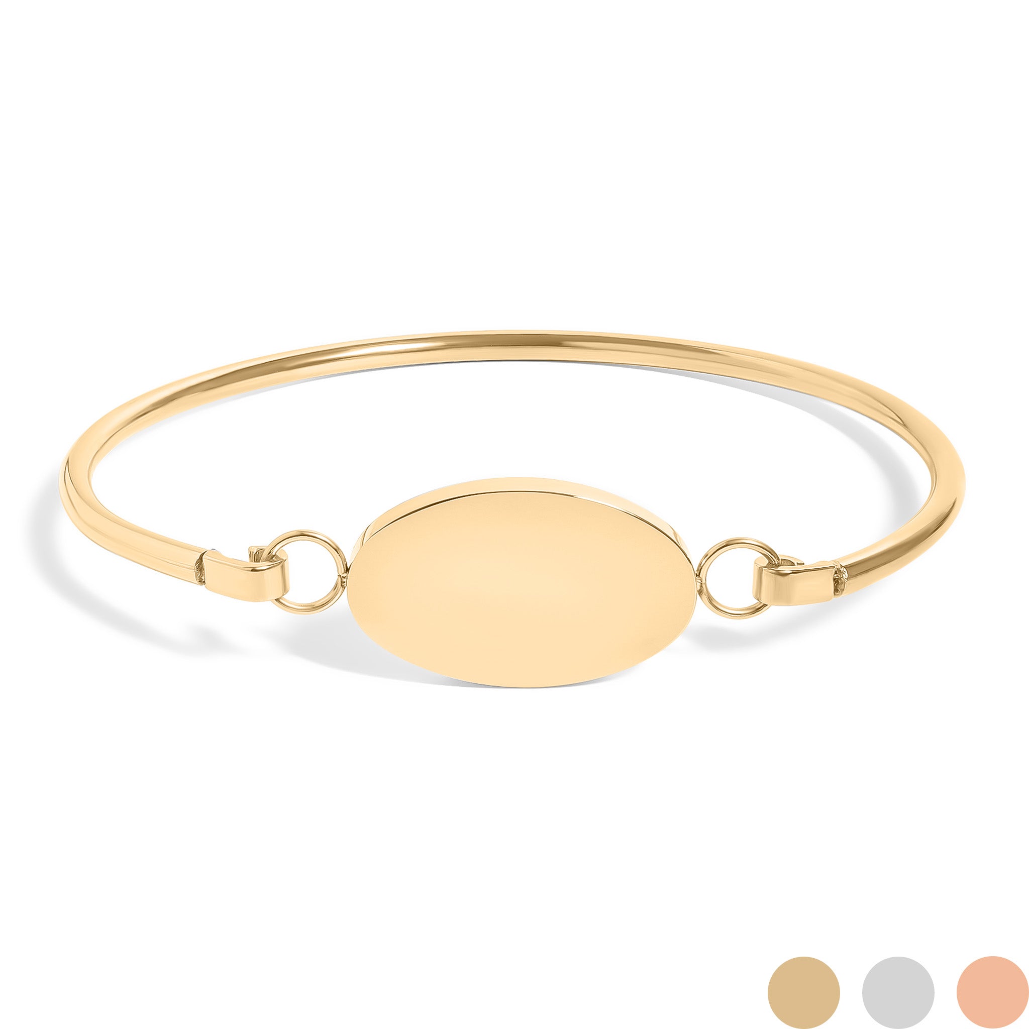 18K Gold PVD Stainless Steel Oval Engravable Bracelet / BRJ9073、mySite、dreamappss