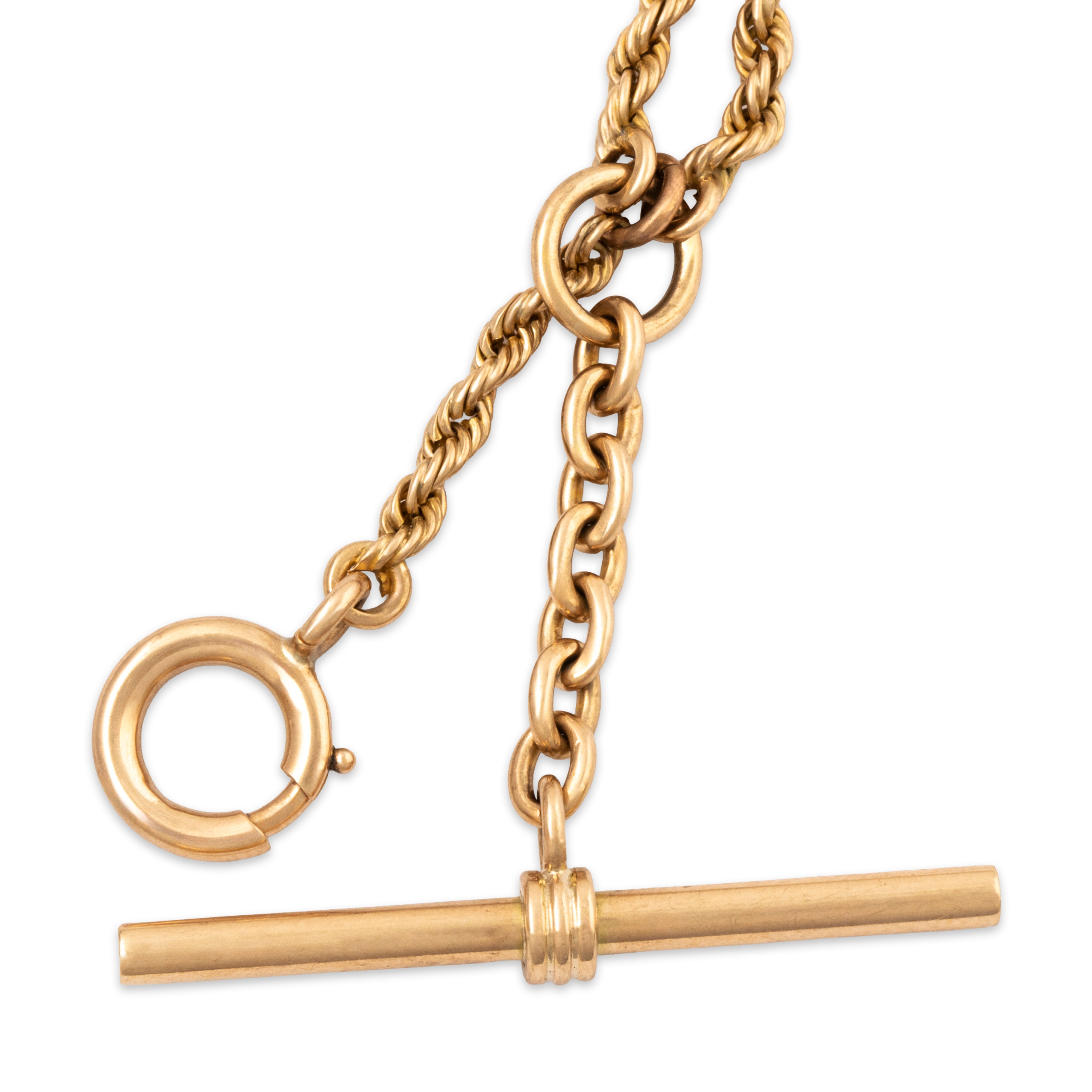 Antique 14k Rosy Yellow Gold Watch Fob Rope Chain Charm Holder Necklace 15.75、mySite、hinf8tx79