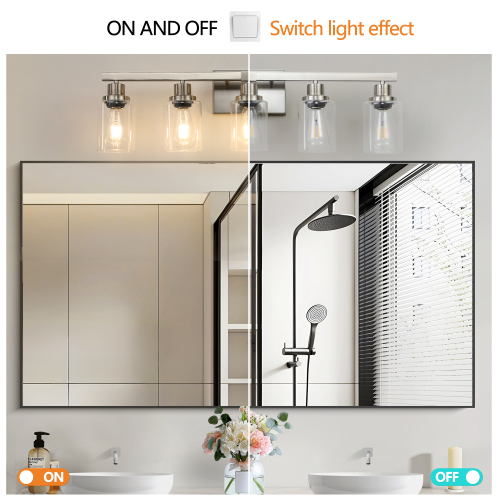 31" Golden 5-Light Vanity Light with Clear Glass Shades, Modern Iron Metal Bathroom Wall Fixture for Mirror, Ideal for Bathroom and Dressing Table (No Bulbs)、、eastwooduniform