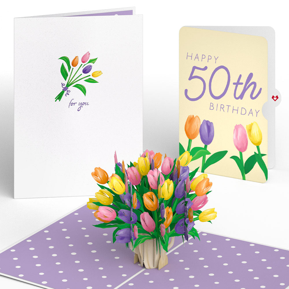 Tulips 50th Birthday Pop-Up Card and Sentiment Set、mySite、solidvoid
