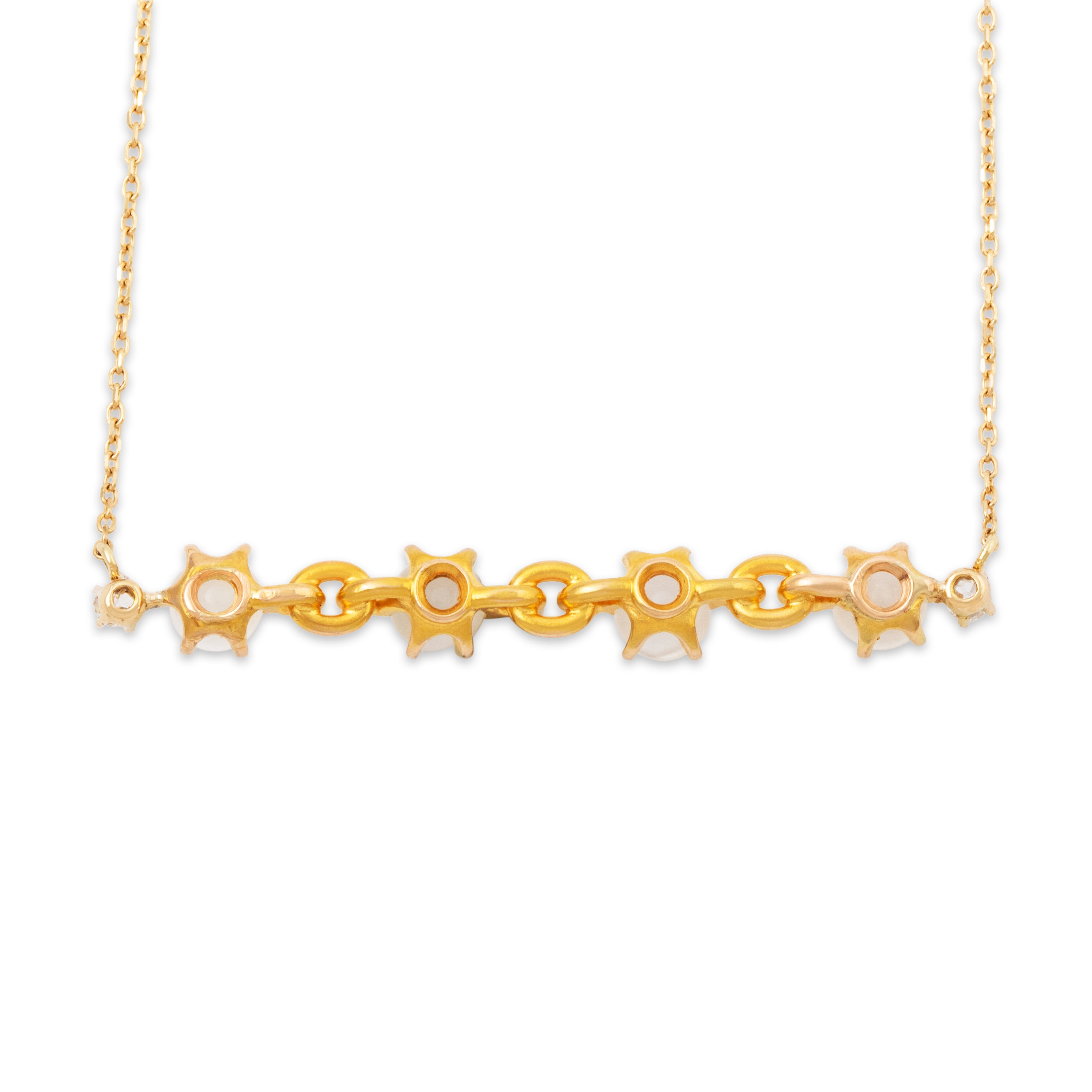 Antique 14k Yellow Gold 3.2cttw Cat's Eye Moonstone Old Mine Diamond Necklace 16、mySite、hinf8tx79