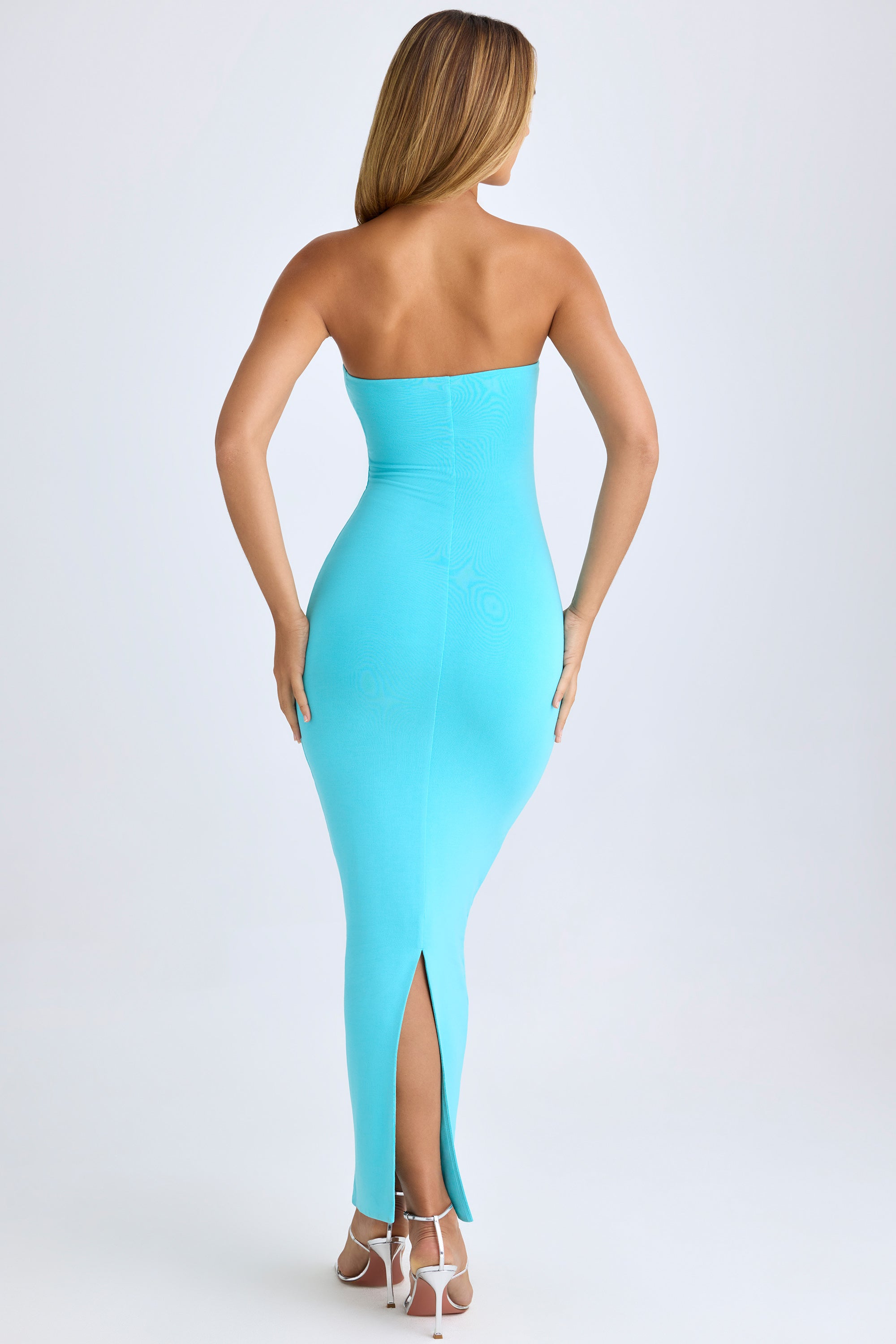 Modal Bandeau Maxi Dress in Aqua Blue、mySite、solidvoid