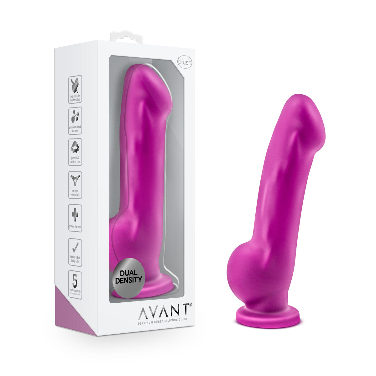 Avant By Blush® | Ergo Violet D7: Artisan 7 Inch Dildo with Suction Cup Base - Elegantly Made with Smooth Ultrasilk® Purio™ Silicone、mySite、bottomscart