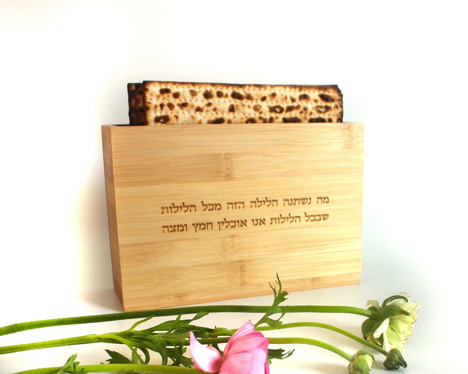 Engraved Upright Wood Matzah Holder by Mickala Designs、mySite、topwebapps