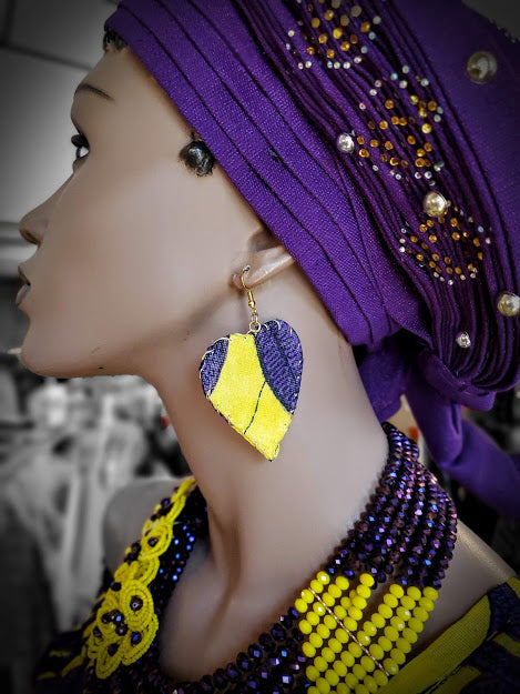 Yellow Purple African print earrings-DP3766ER5、mySite、solidvoid