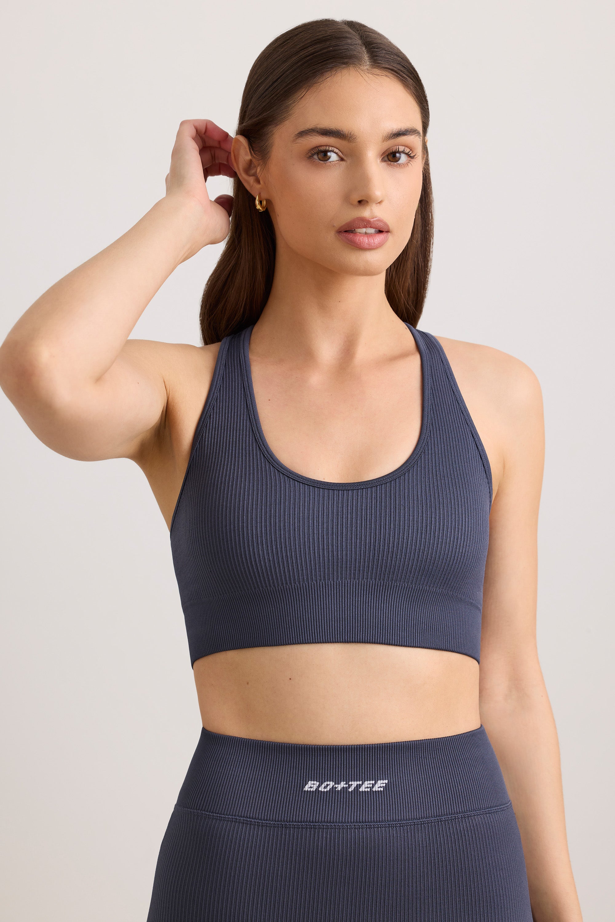 FlexiRib Wide Strap Sports Bra in Slate、mySite、solidvoid
