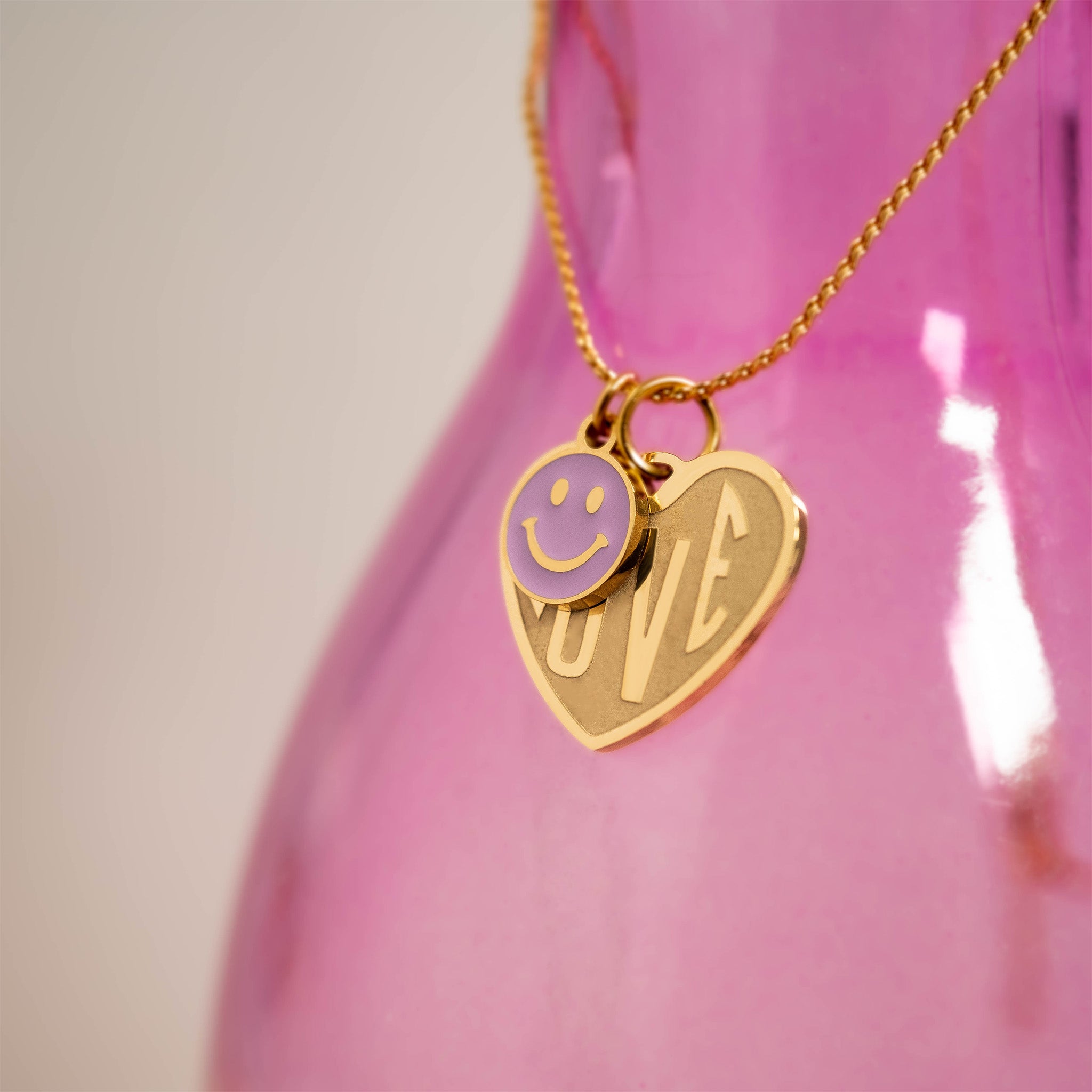 18K Gold PVD Stainless Steel Love Heart Charm / PDL0255、mySite、dreamappss