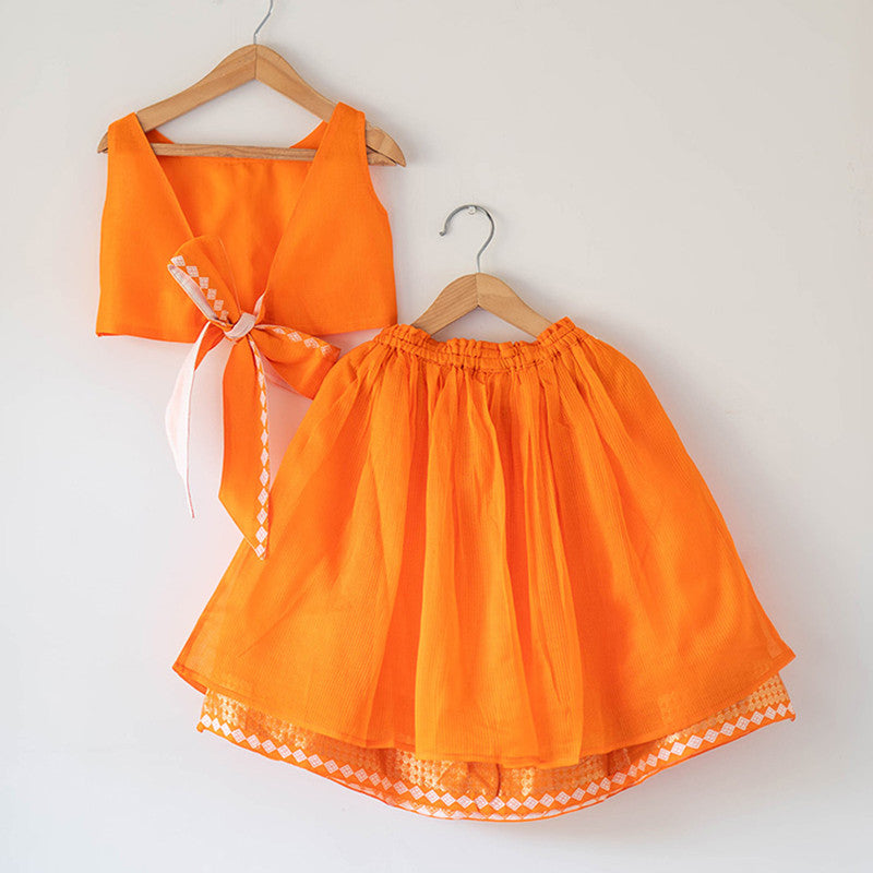 Cotton Lehenga Choli Set For Girls | Orange、mySite、camillekostekn