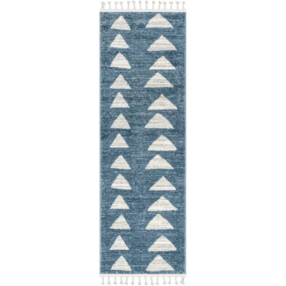 Triangles Modern Geometric Pattern Blue Kids Rug、mySite、gigharbornorthrealestate