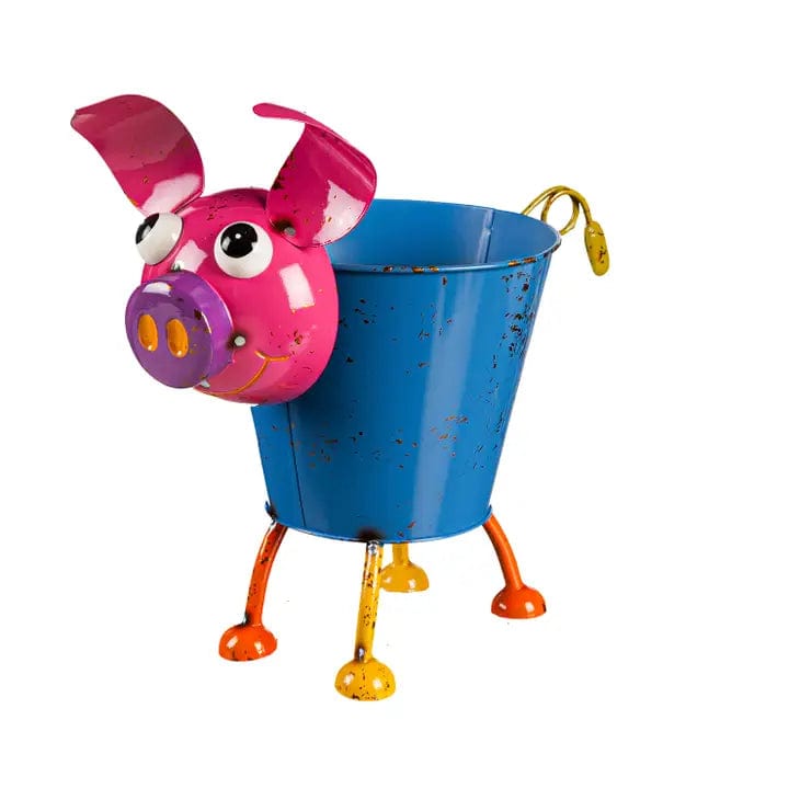 Colorful Metal Pig or Rooster Planter 2 Asst、mySite、g9winljtr