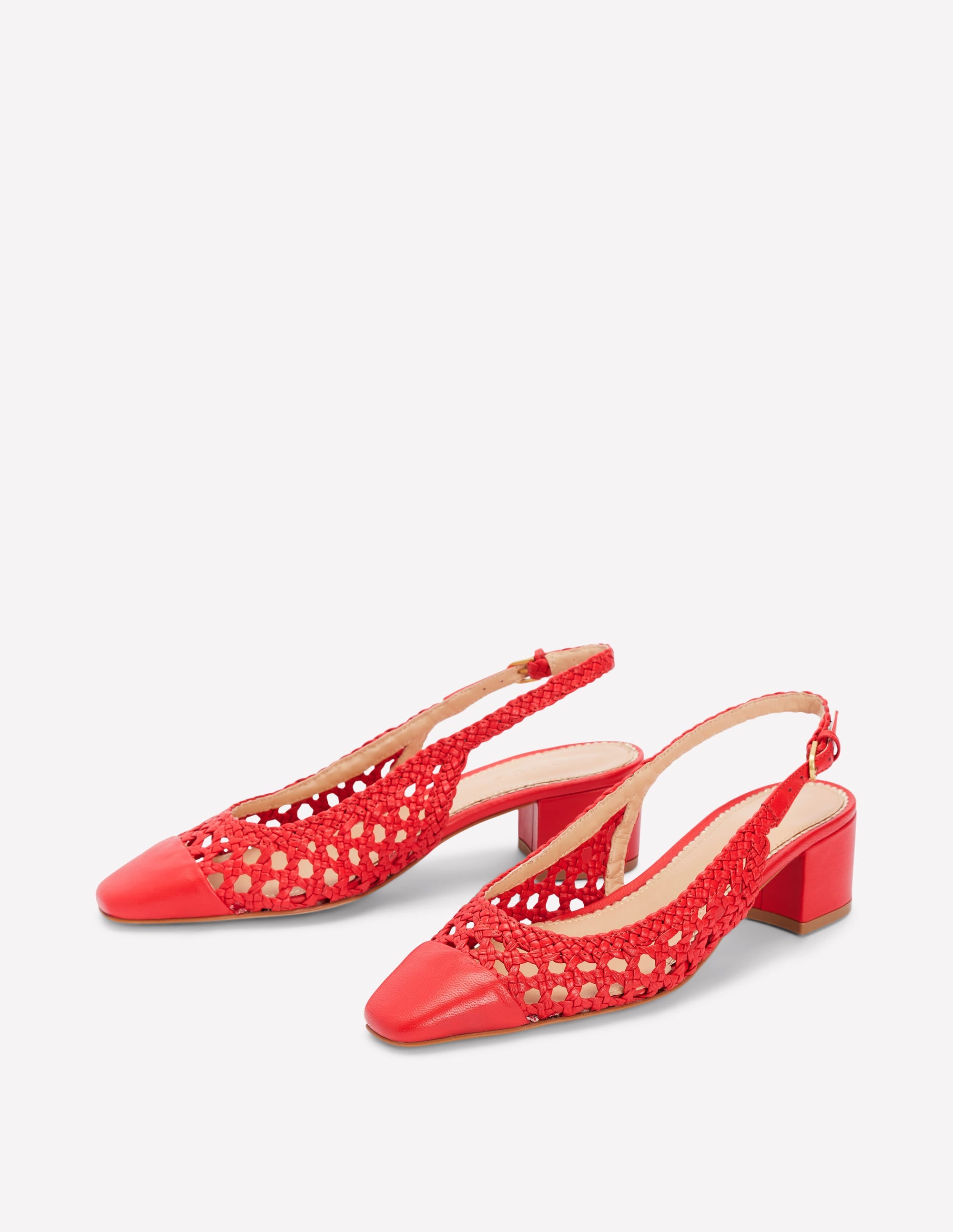  Ailsa Block Heel Slingbacks-Post Box Red Woven、mySite、ashleygrahame