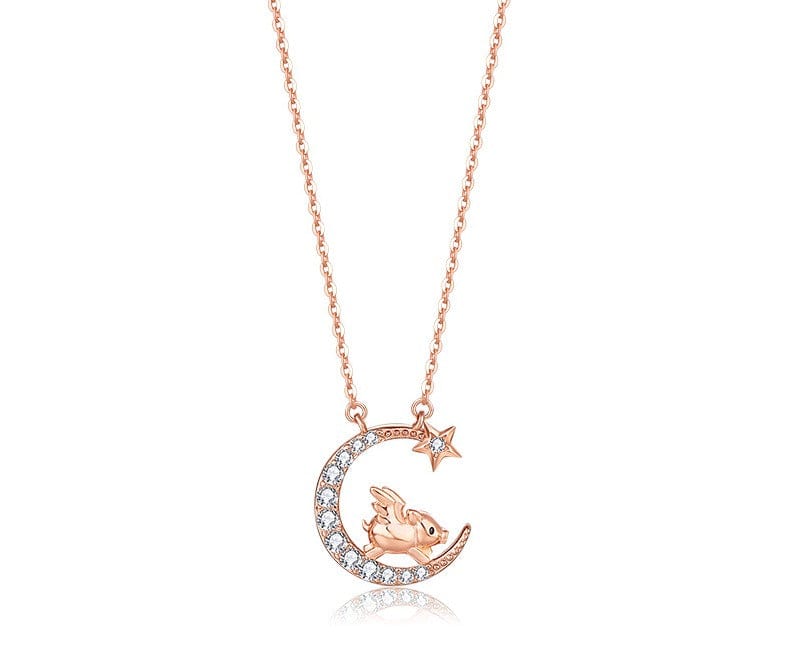 Zodiac Baby Animal Necklaces-Chinese Zodiac Cute Rose Gold Plated Sterling Silver、mySite、g9winljtr