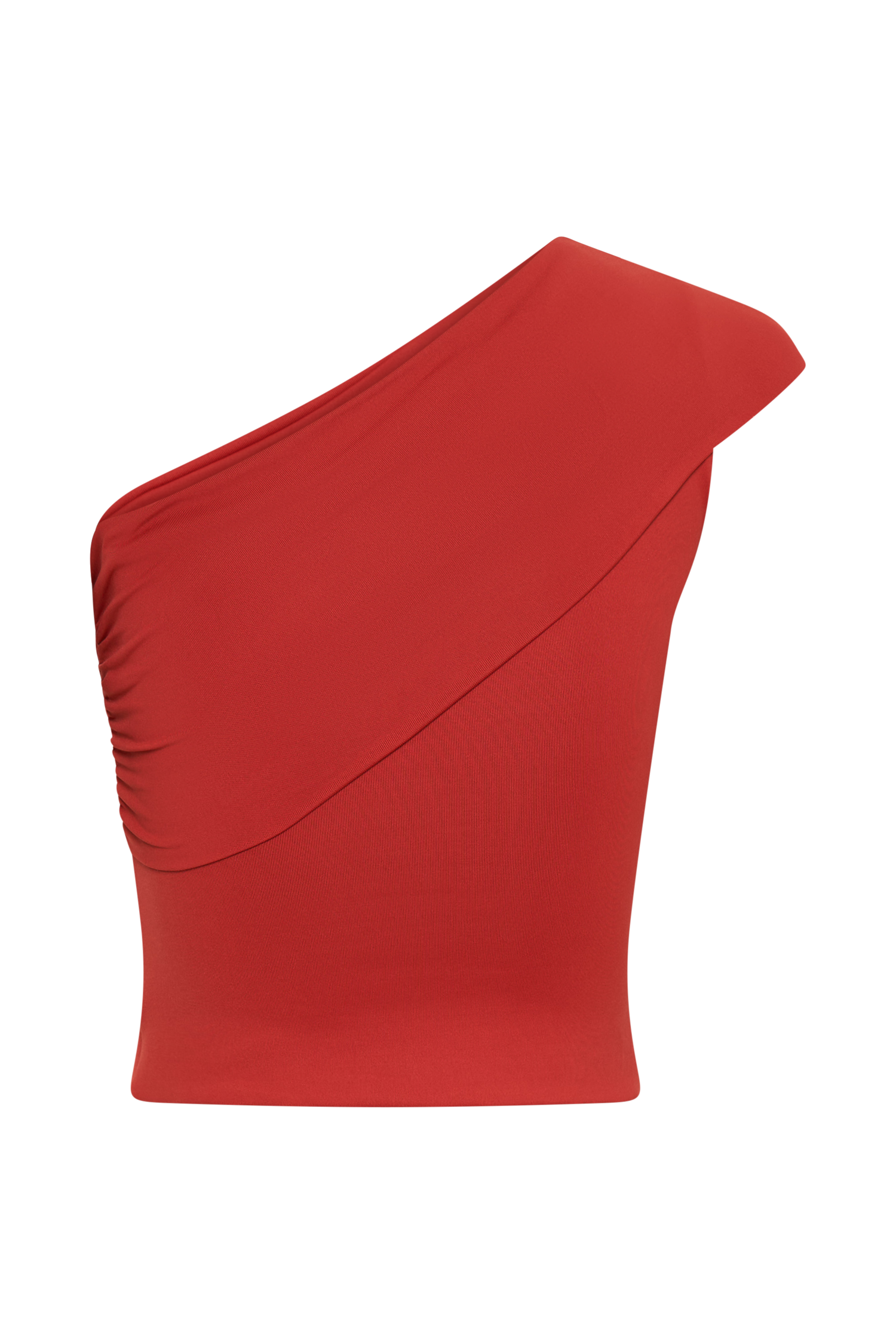 Solene One Shoulder Recycled Nylon Twist Top - Ruby、mySite、solidvoid
