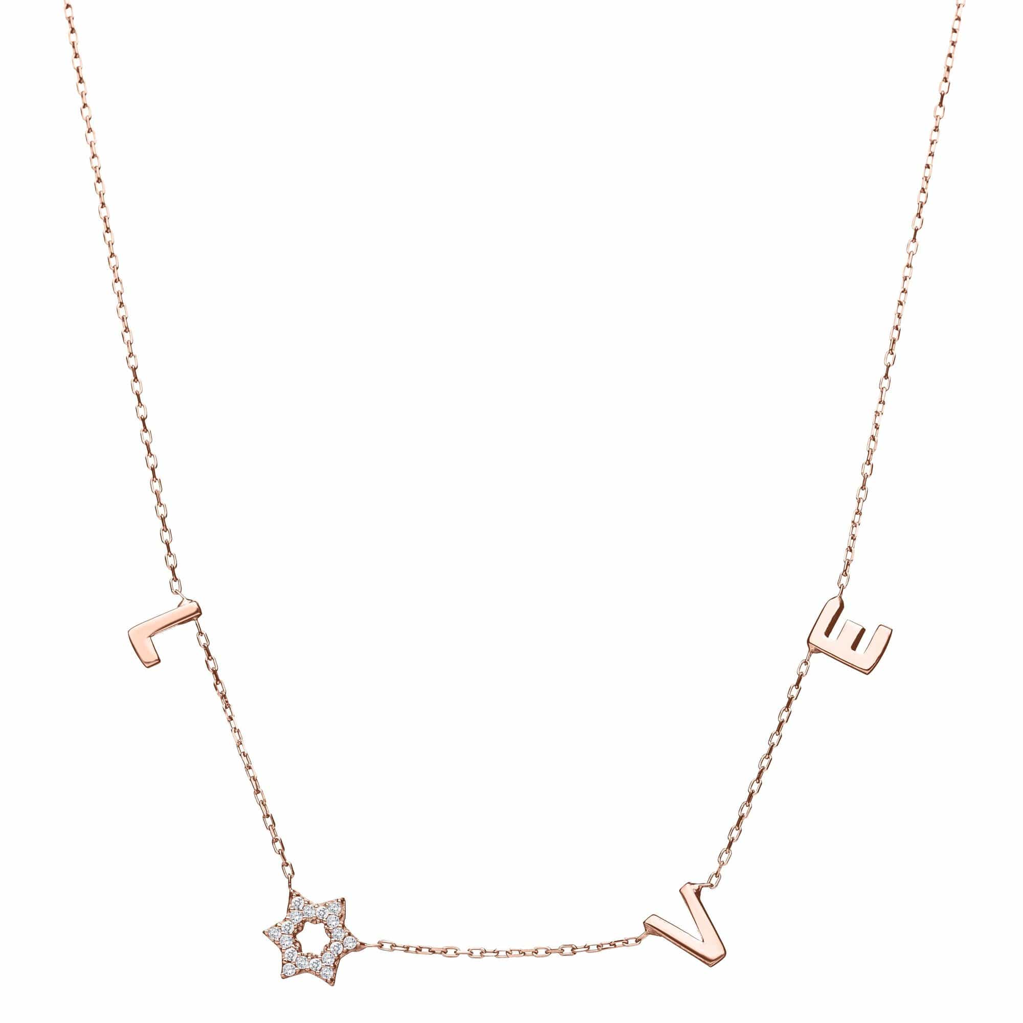 Love Necklace with a Sparkling Star of David - Silver, Gold or Rose Gold、mySite、topwebapps