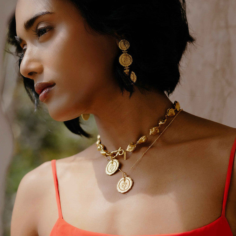 Snake Coin Charm Necklace | 14K Gold Plated、mySite、camillekostekn