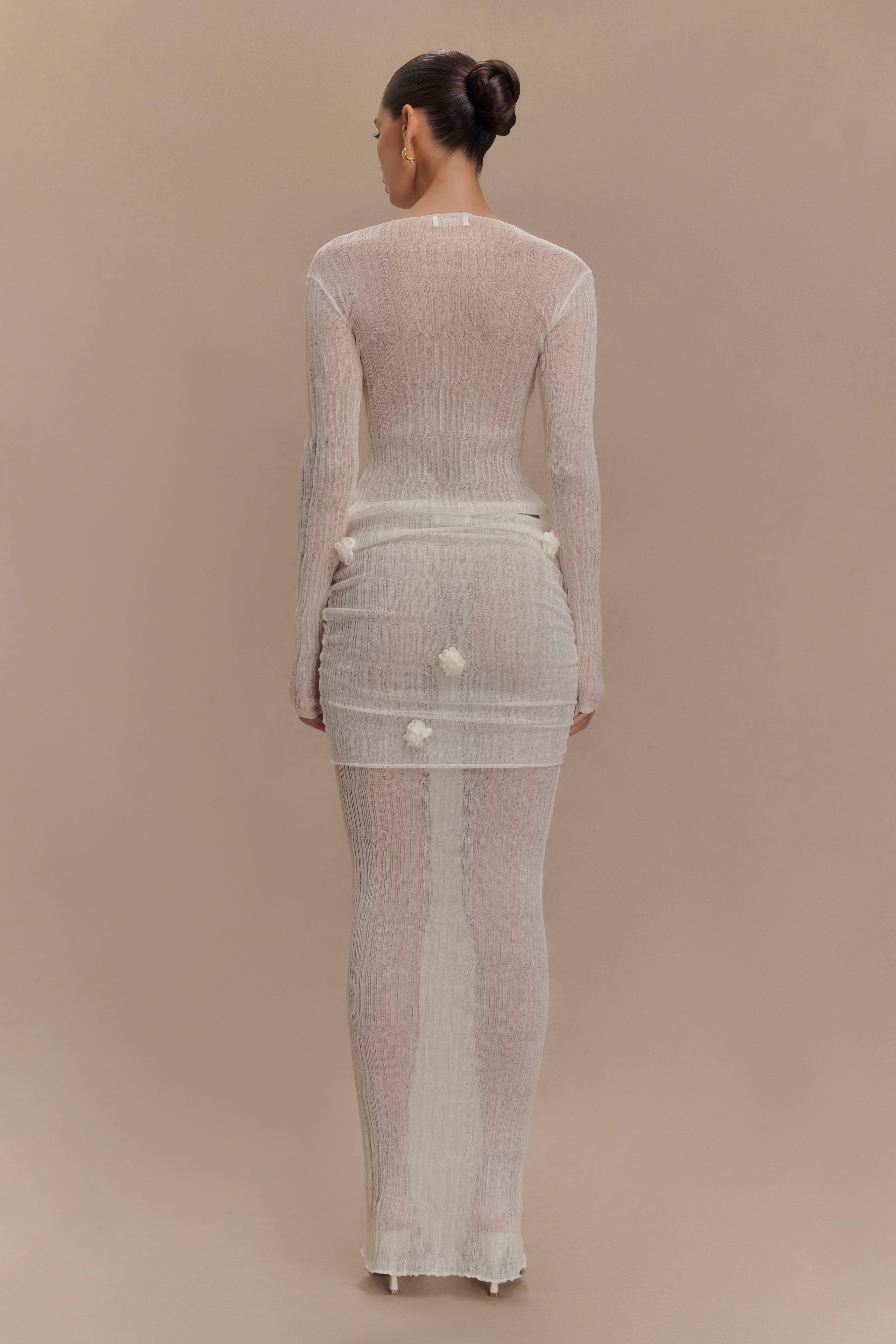 Orianna Orchid Long Sleeve Knit Top - Ivory、mySite、solidvoid