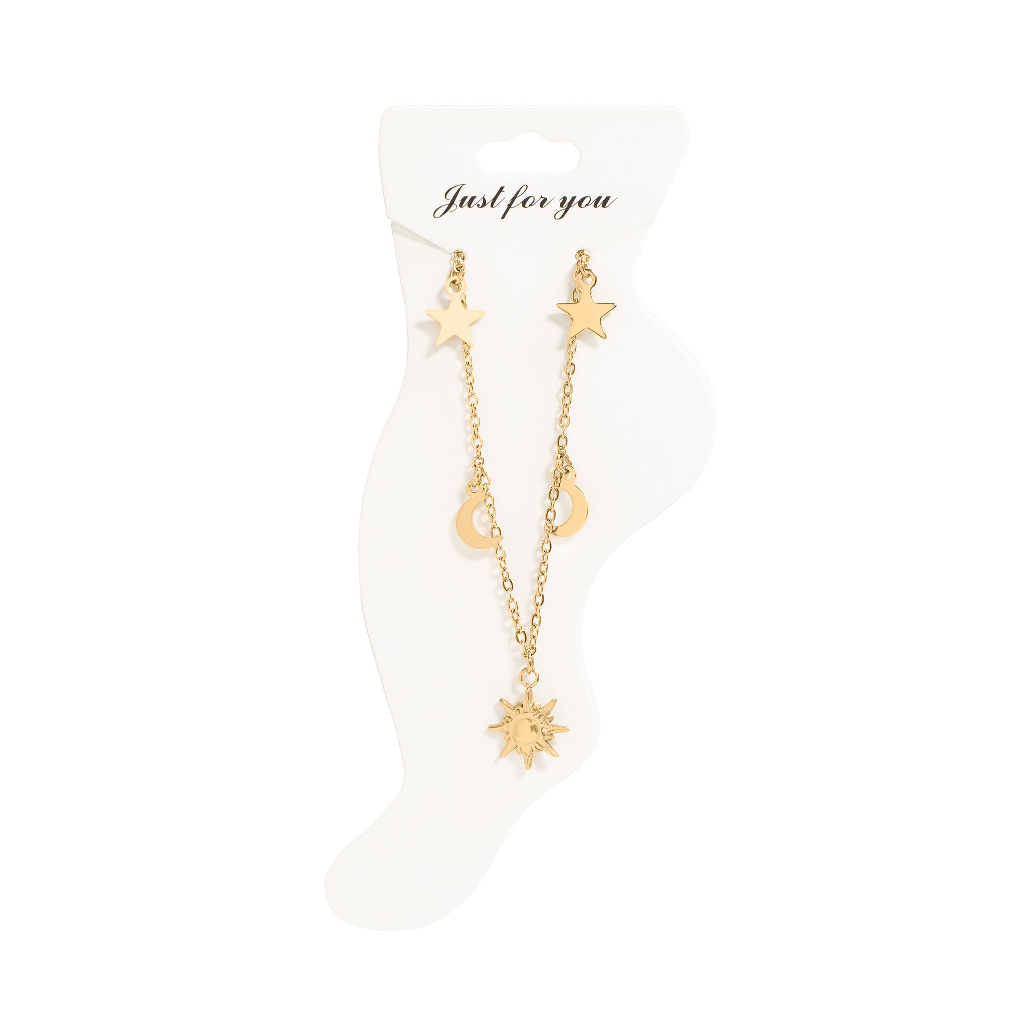 18K Gold PVD Stainless Steel Moon and Star Charms Anklet / BRJ1030、mySite、dreamappss
