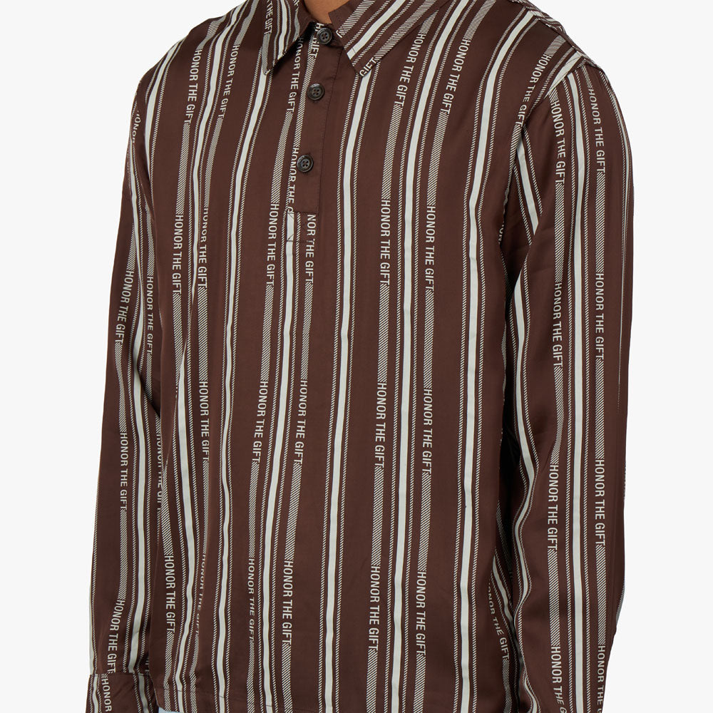 Honor The Gift Honor Stripe Long Sleeve Henley / Brown、mySite、merchandisen