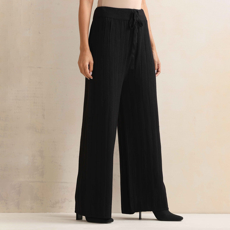 Woolen Solid Flared Pant For Women | Black、mySite、camillekostekn