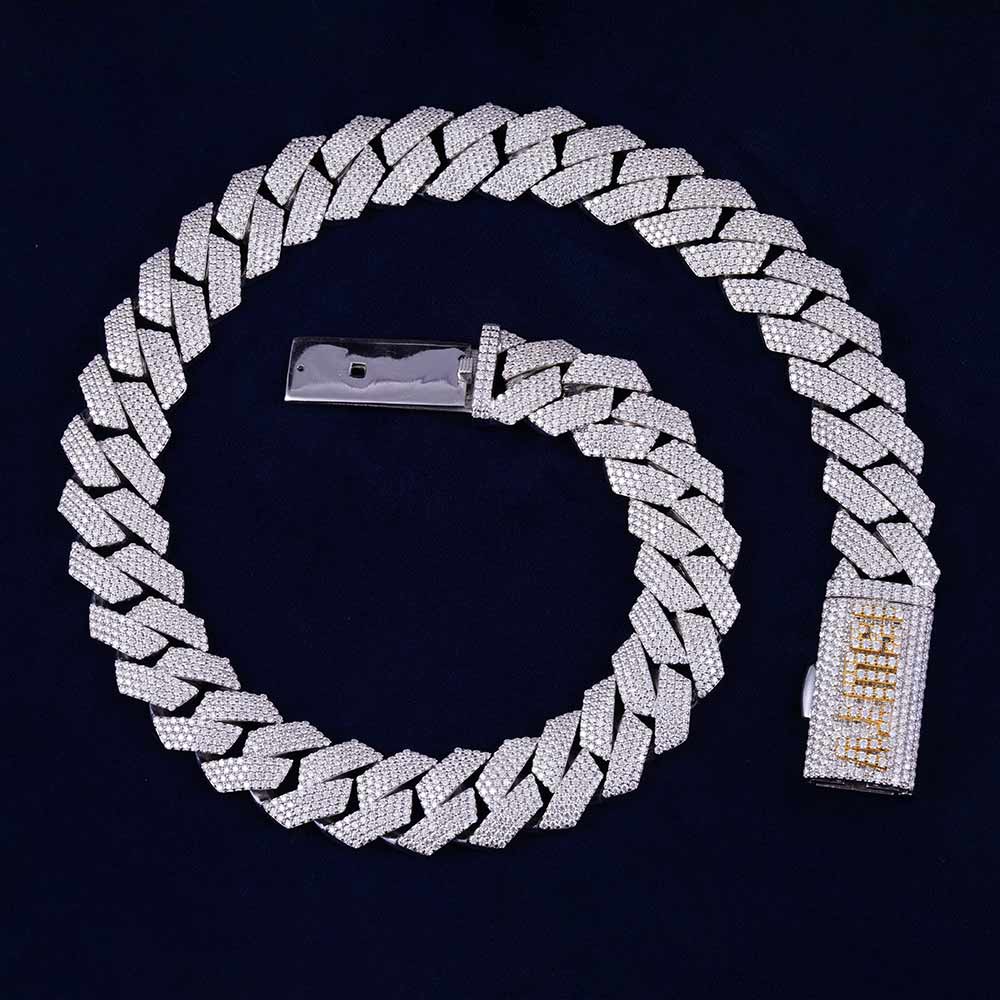 Custom Clasp 4 Row 20MM Moissanite Cuban Link Chain 14K Gold、mySite、hinf8tx79