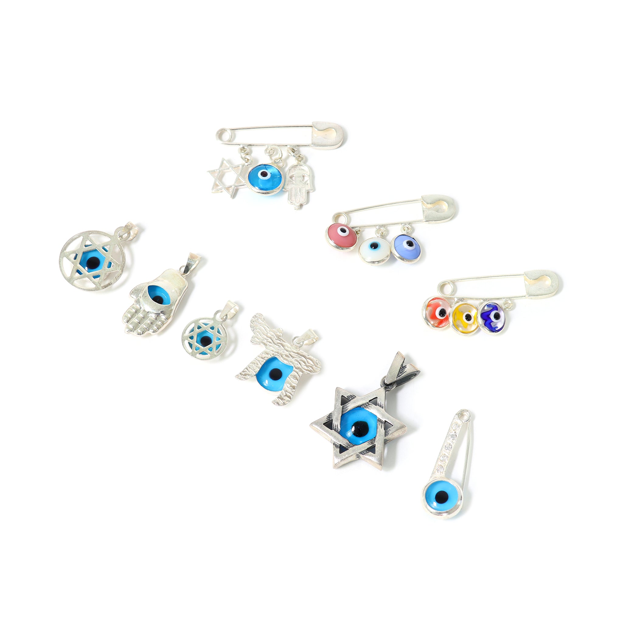 80 Piece Assorted Sterling Silver Evil Eye Pendant Value Pack / LOT0025、mySite、dreamappss