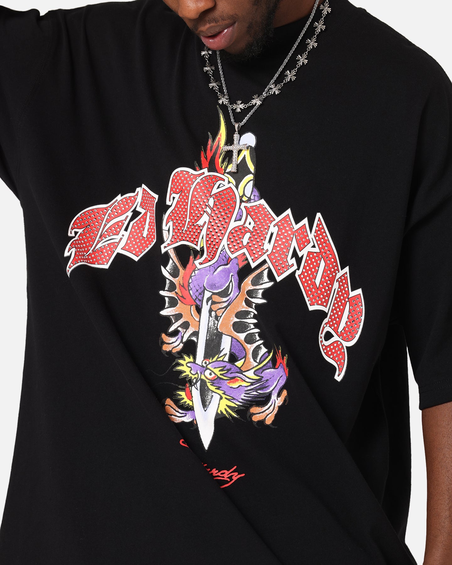 Ed Hardy Dagger Rhinestone Crop T-Shirt Black、mySite、zt4zffjzw