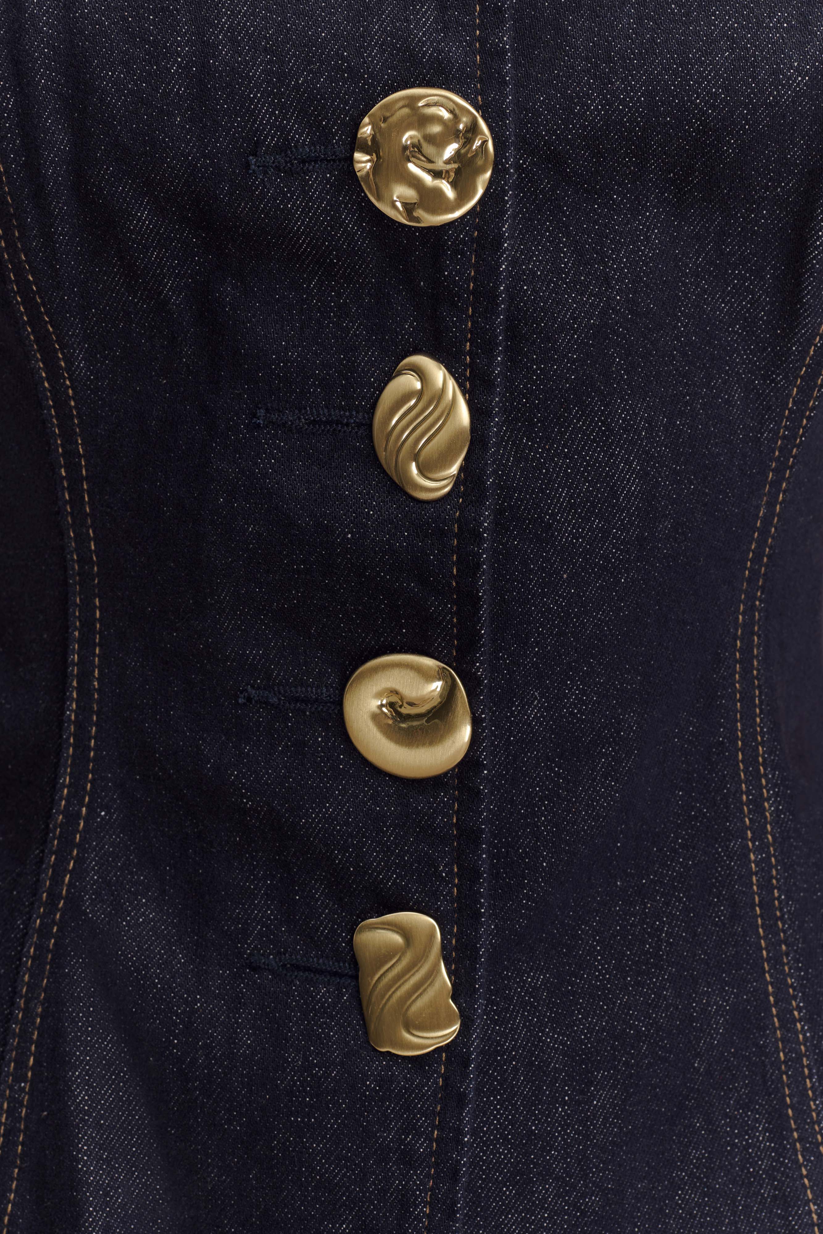 Neve Sleeveless Buttoned Denim Top - Washed Indigo Blue、mySite、solidvoid