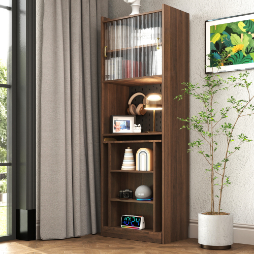 Home Office Computer Desk with Hutch, Antiqued White finish、、casual