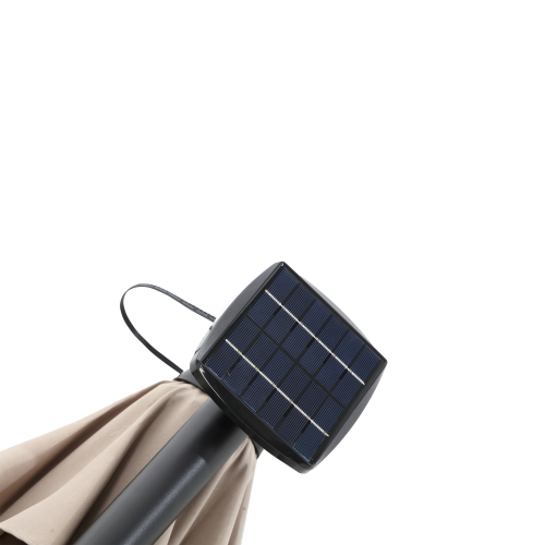 10ft Solar LED Offset Hanging Market Patio Umbrella ( khaki )(No Base)、、eastwooduniform