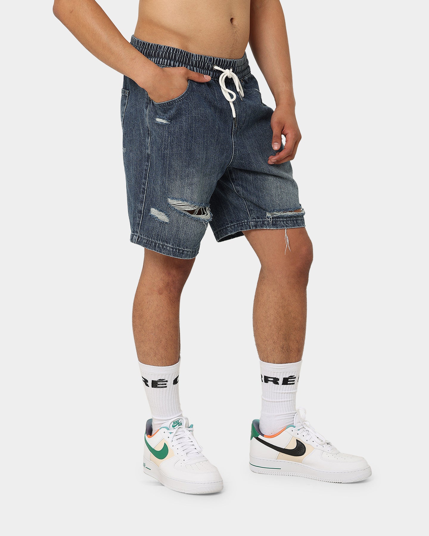 Carre Bouffant Distressed Shorts Blue、mySite、zt4zffjzw