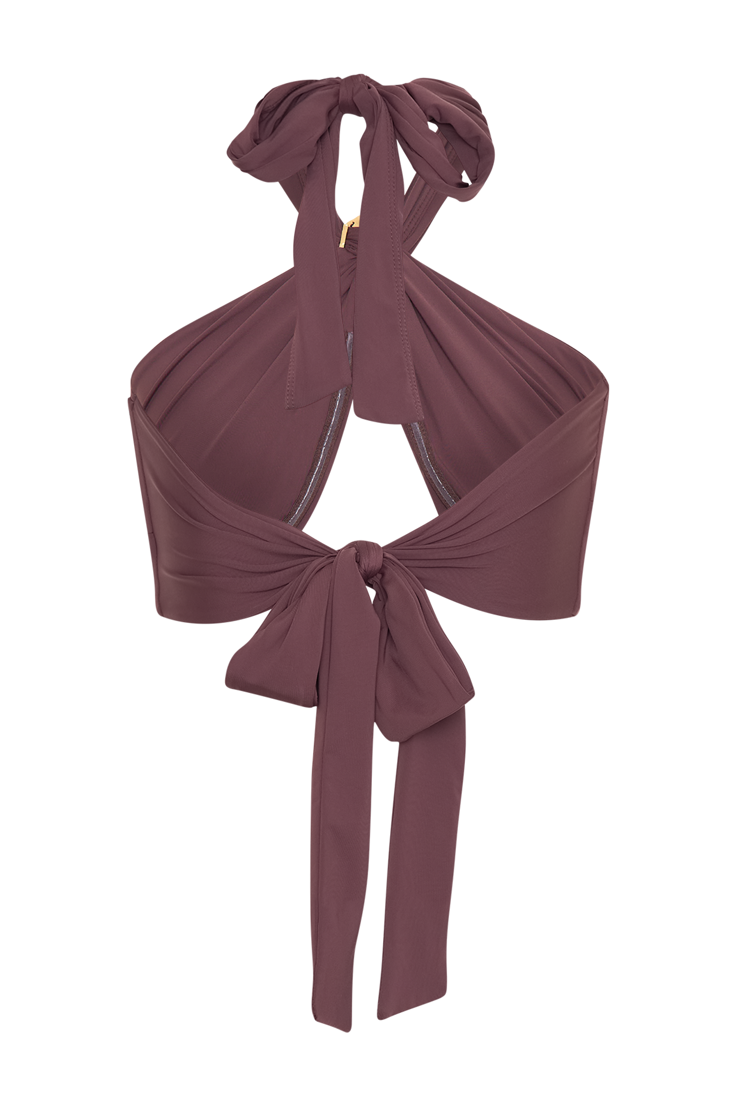 Carissa Floral Hardware Halter Bikini Top - Chocolate、mySite、solidvoid