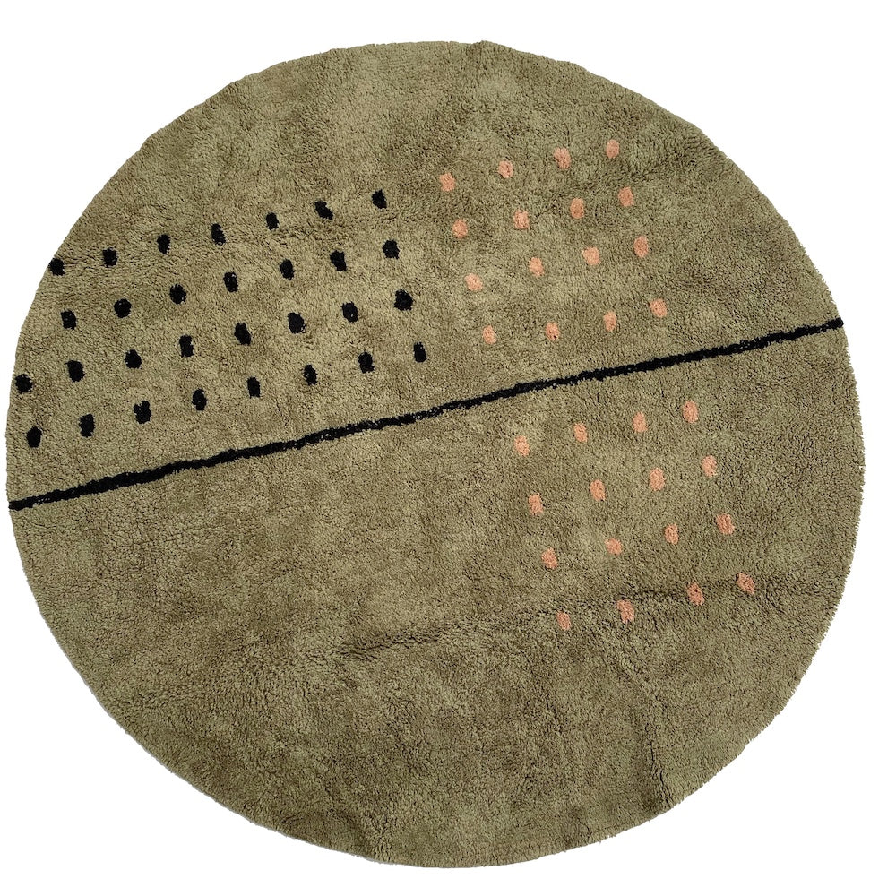 Grid Green Washable Cotton Round Area Rug、mySite、gigharbornorthrealestate