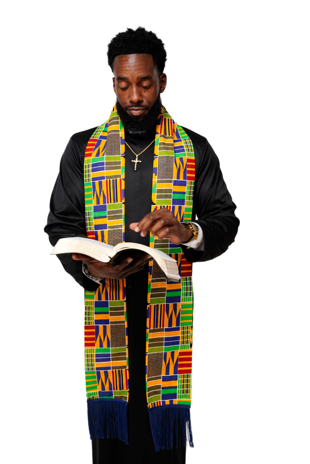 Dupsie's Ahenfo Kente African Print Sash with Fringes DPC4075S、mySite、solidvoid
