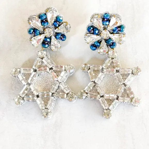 Sparkly Silver and Blue Star of David Earrings、mySite、topwebapps