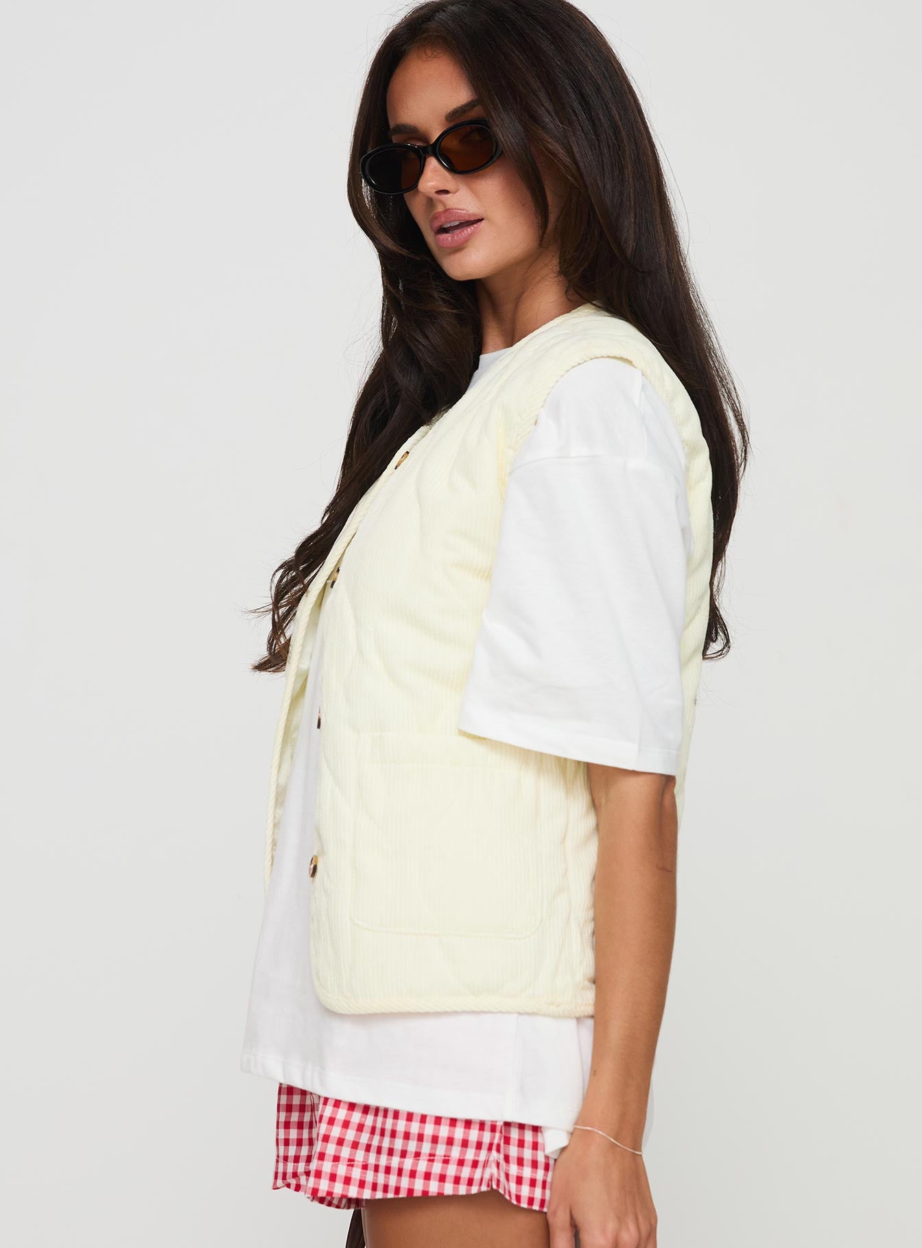 Little Things Quilted Vest Cream、mySite、solidvoid