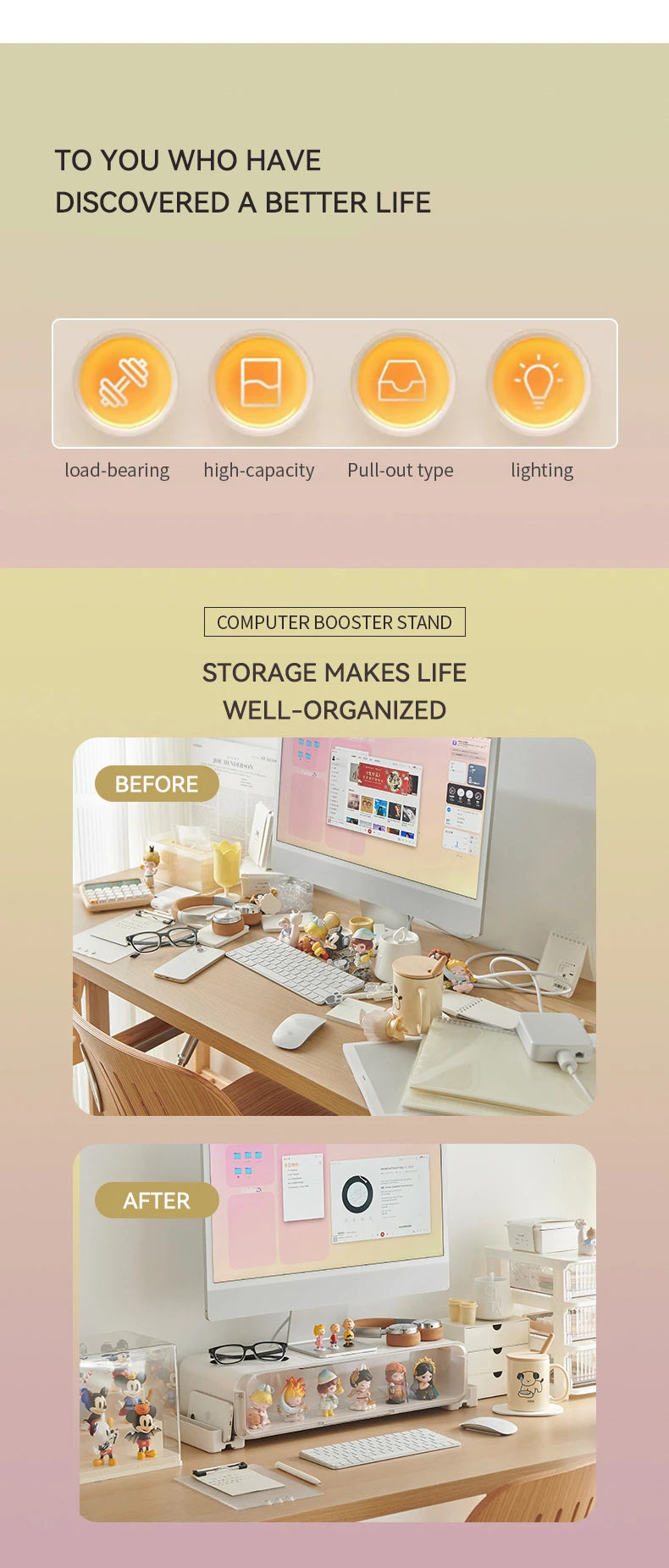  FigPalace Monitor Riser with Storage – LED Lighting, Adjustable Height, Ergonomic Design、mySite、greenlandpopulation