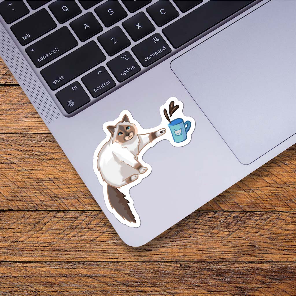  Cat Knocking Over Coffee Sticker、mySite、elrpsem3k