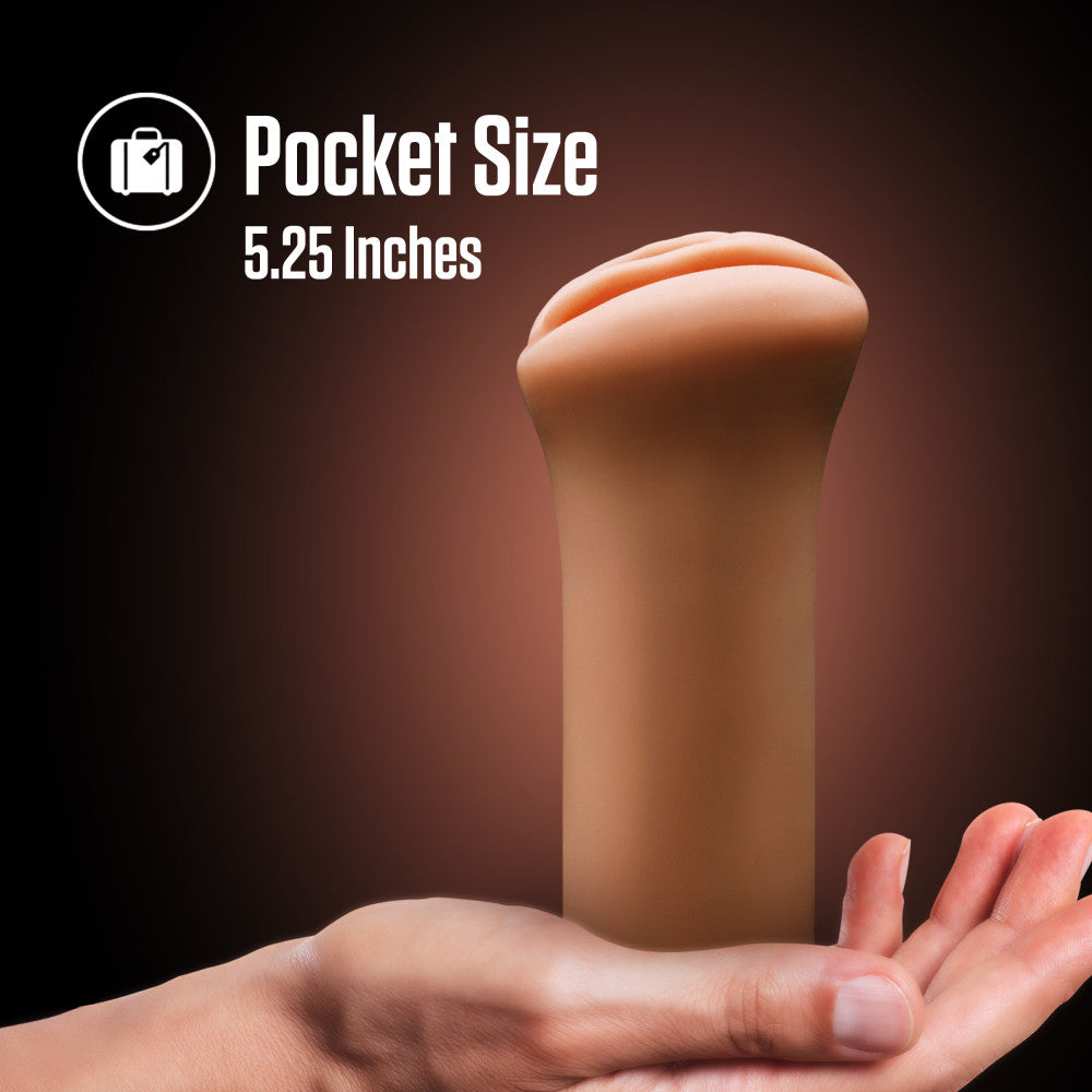 Enlust By Blush® | Molly AI Male Masturbator Tight & Ribbed Canal - Made With X5® Plus Ultra Soft, Realistic Vaginal Feel Open Ended To Fit All Sizes - Tan、mySite、bottomscart
