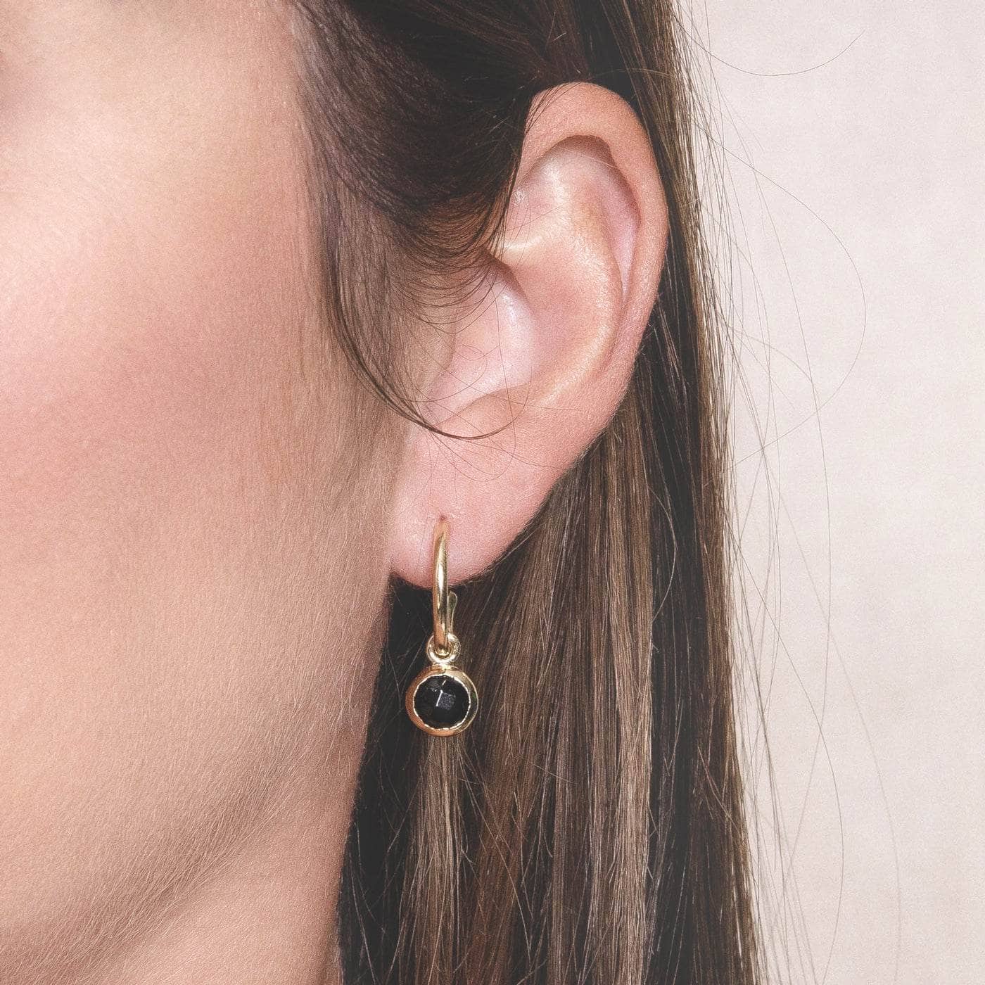 Black Tourmaline Silver or Golden Hoop Earrings、mySite、hinf8tx79