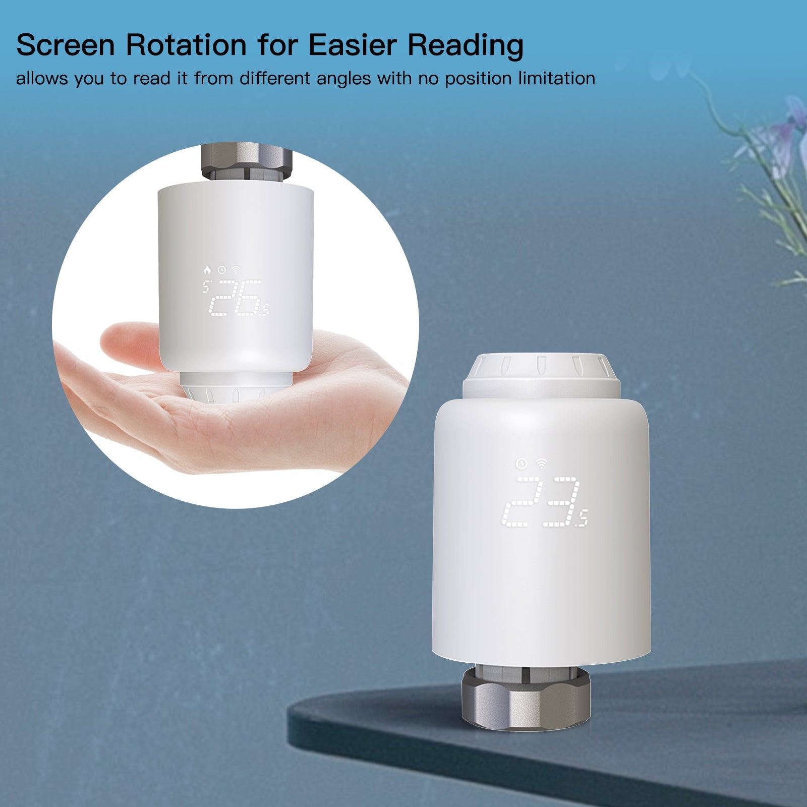 WiFi Smart Thermostatic Radiator Valve Anti-scale Mode Rotatable Screen Digital Heating TRV、mySite、fannypackpong