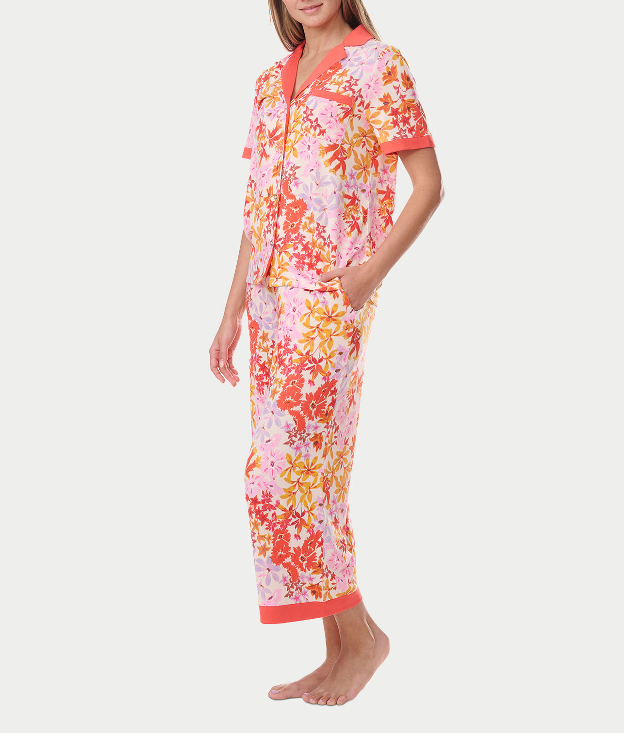  Notch Collar Knit Capri Pajama Set、mySite、justintrudeaud