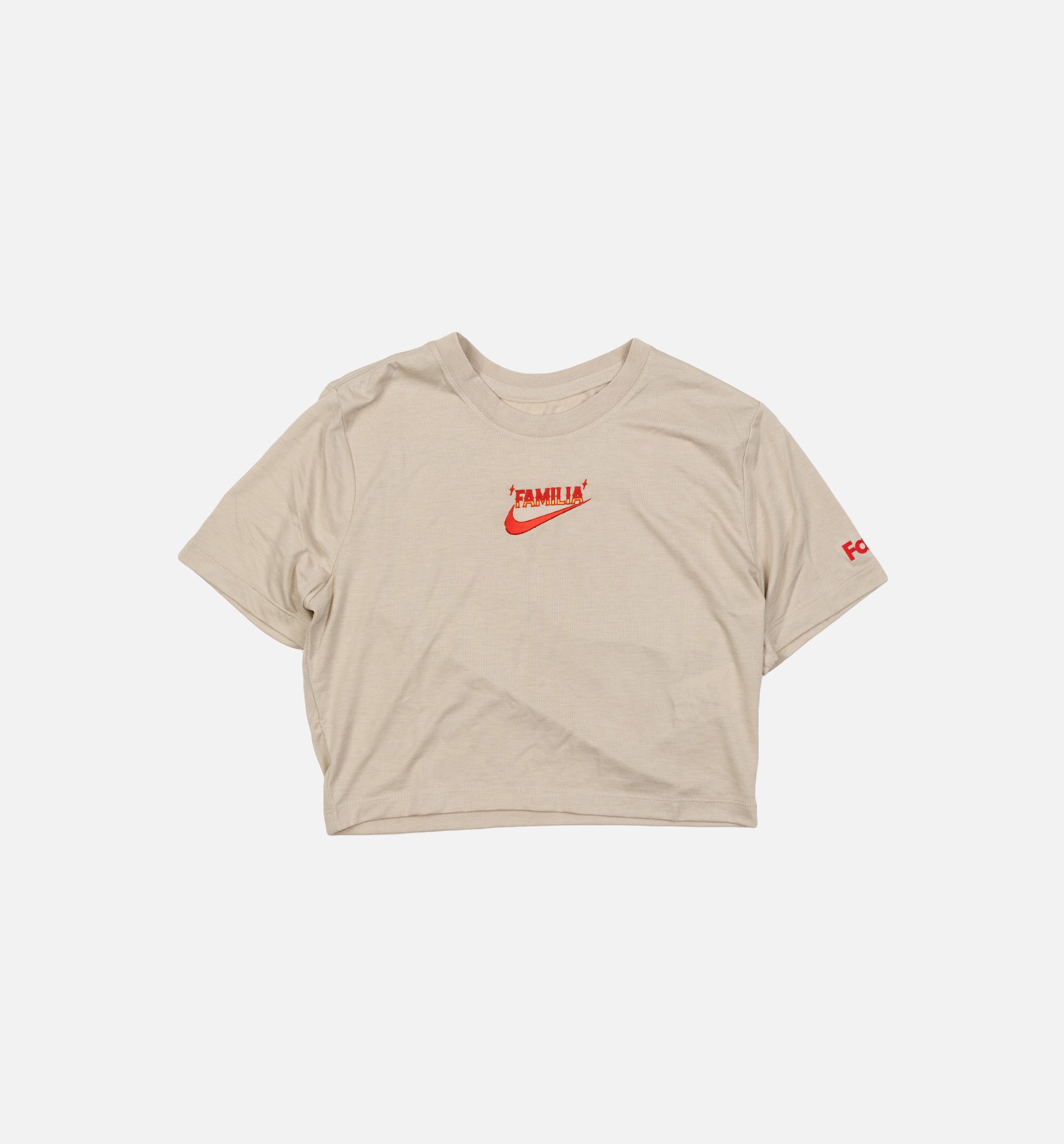 NSW Somos Familia Cropped Tee Womens Short Sleeve Shirt - Beige、mySite、dreamappss