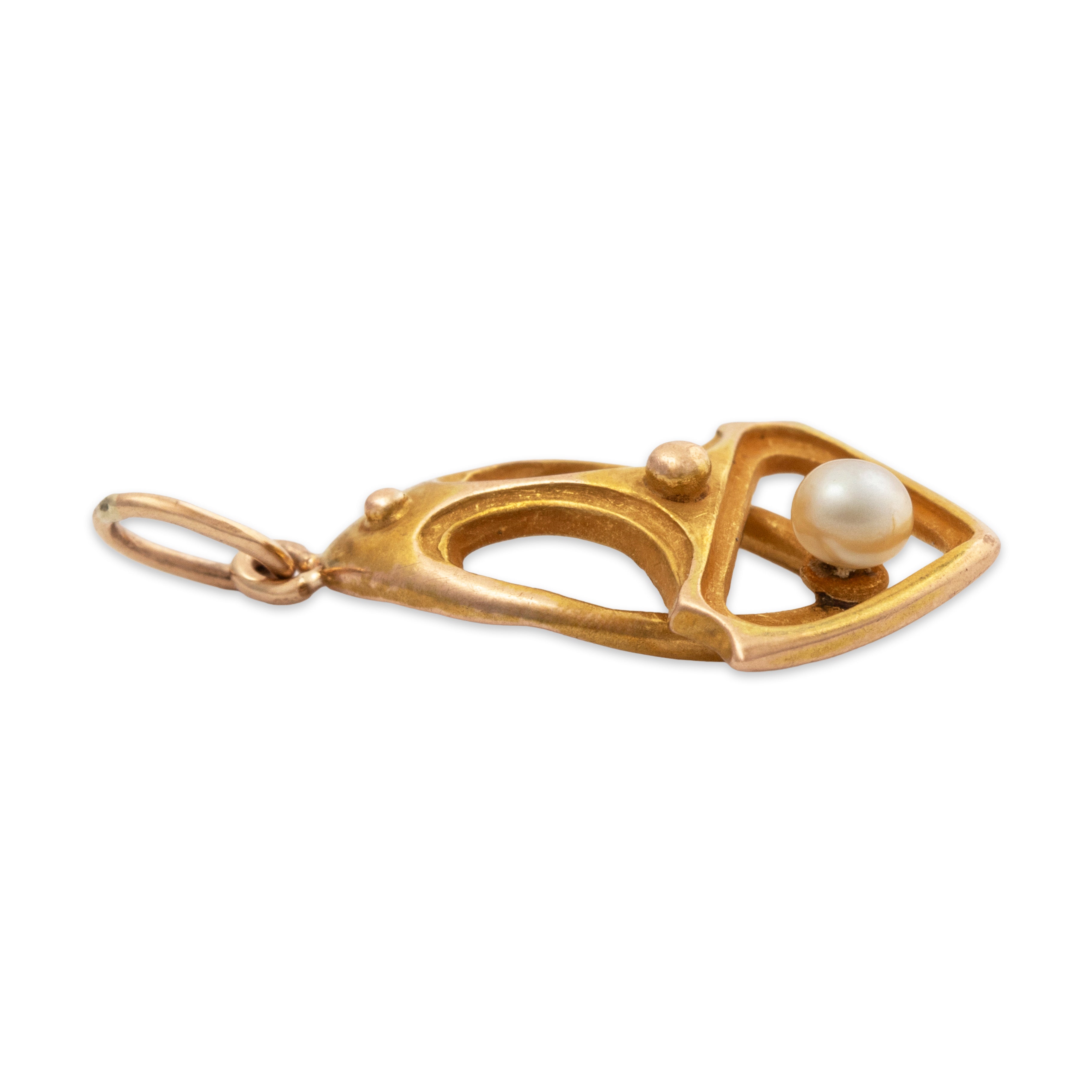 Antique Art Nouveau 14k Yellow Gold Pearl Overlapped Charm / Pendant、mySite、hinf8tx79