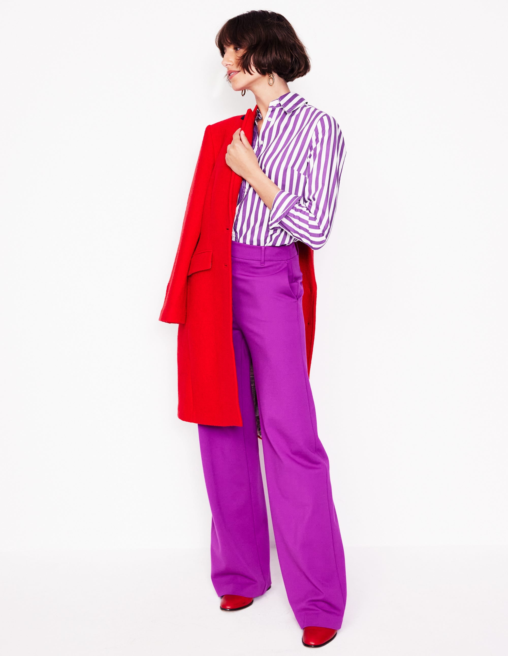 Sienna Cotton Shirt-Royal Purple, Ivory Stripe、mySite、ashleygrahame