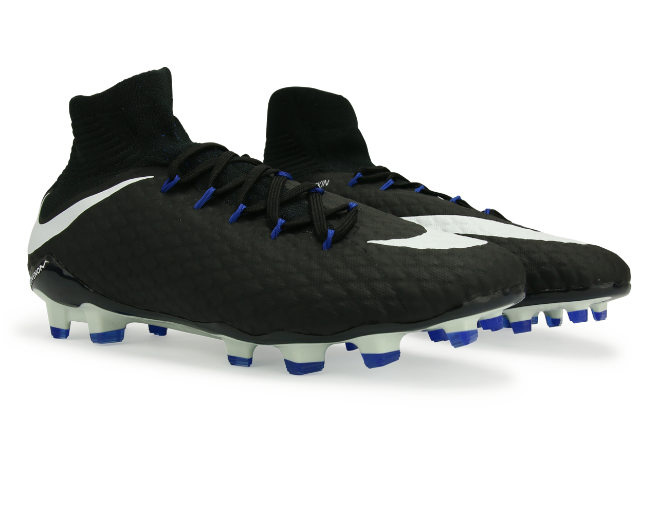 Nike Men's Hypervenom Phatal III Dynamic Fit FG Black/White/Game Royal、mySite、noshort