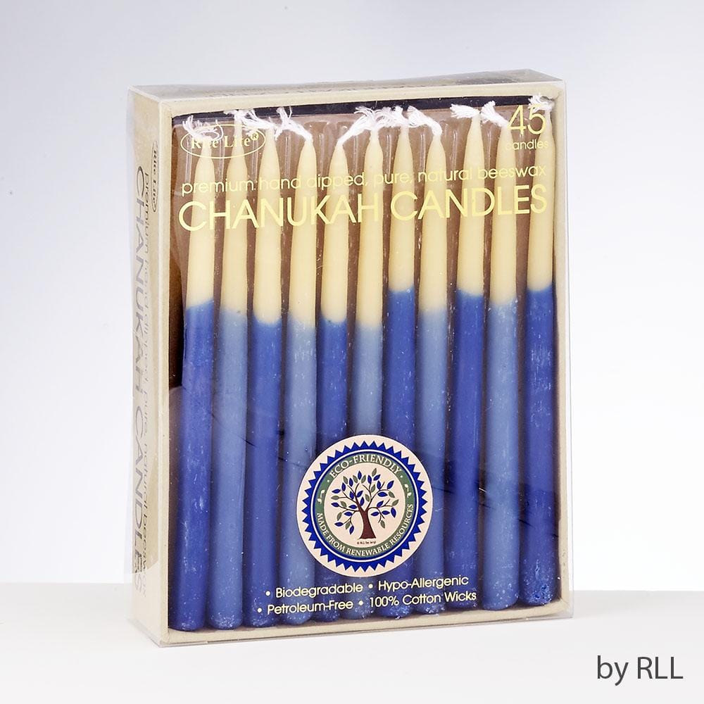 Blue and Natural Hand-Dipped Chanukah Beeswax Candles、mySite、topwebapps