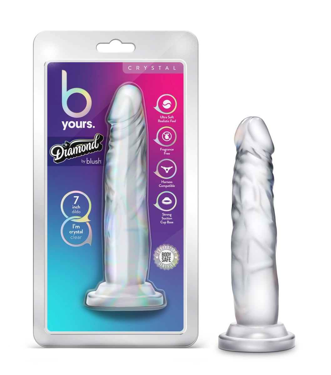 B Yours Diamond By Blush® | Crystal Realistic Clear 7.5-Inch Long Dildo With Suction Cup Base、mySite、bottomscart