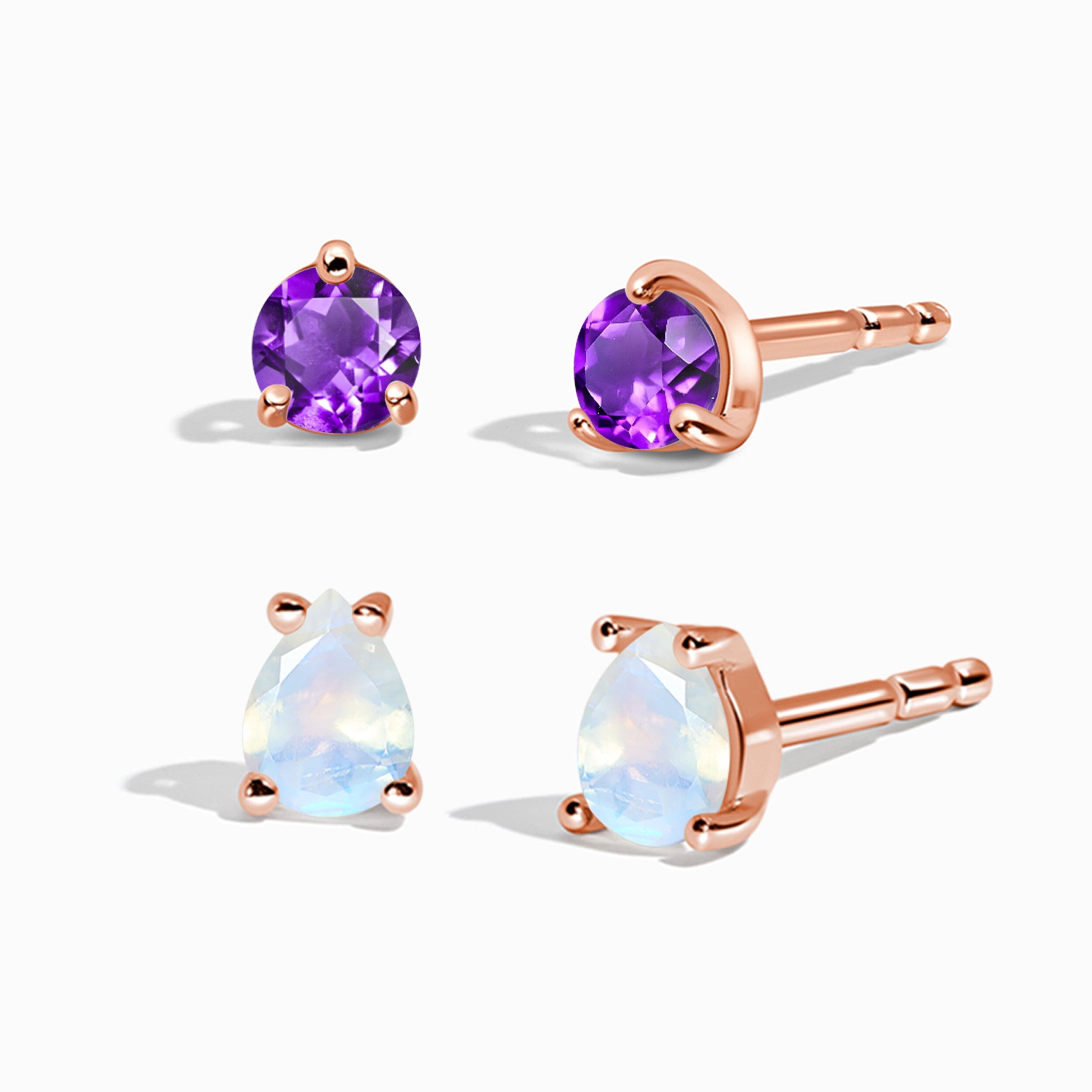 Amethyst Moonstone Petite Round & Teardrop Studs、mySite、hinf8tx79