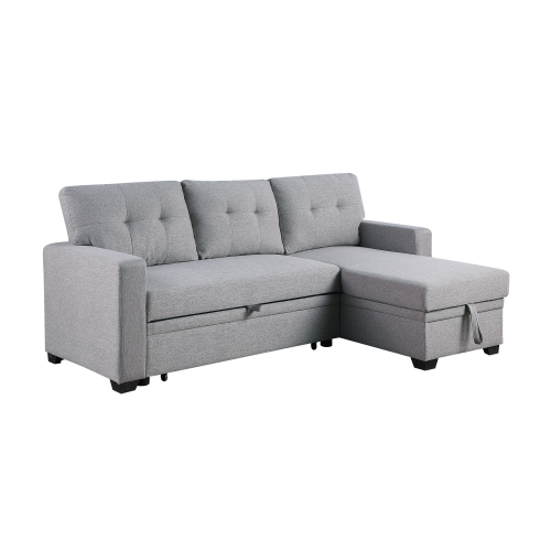 Upholstered Pull out Sectional Sofa with Chaise、、casual