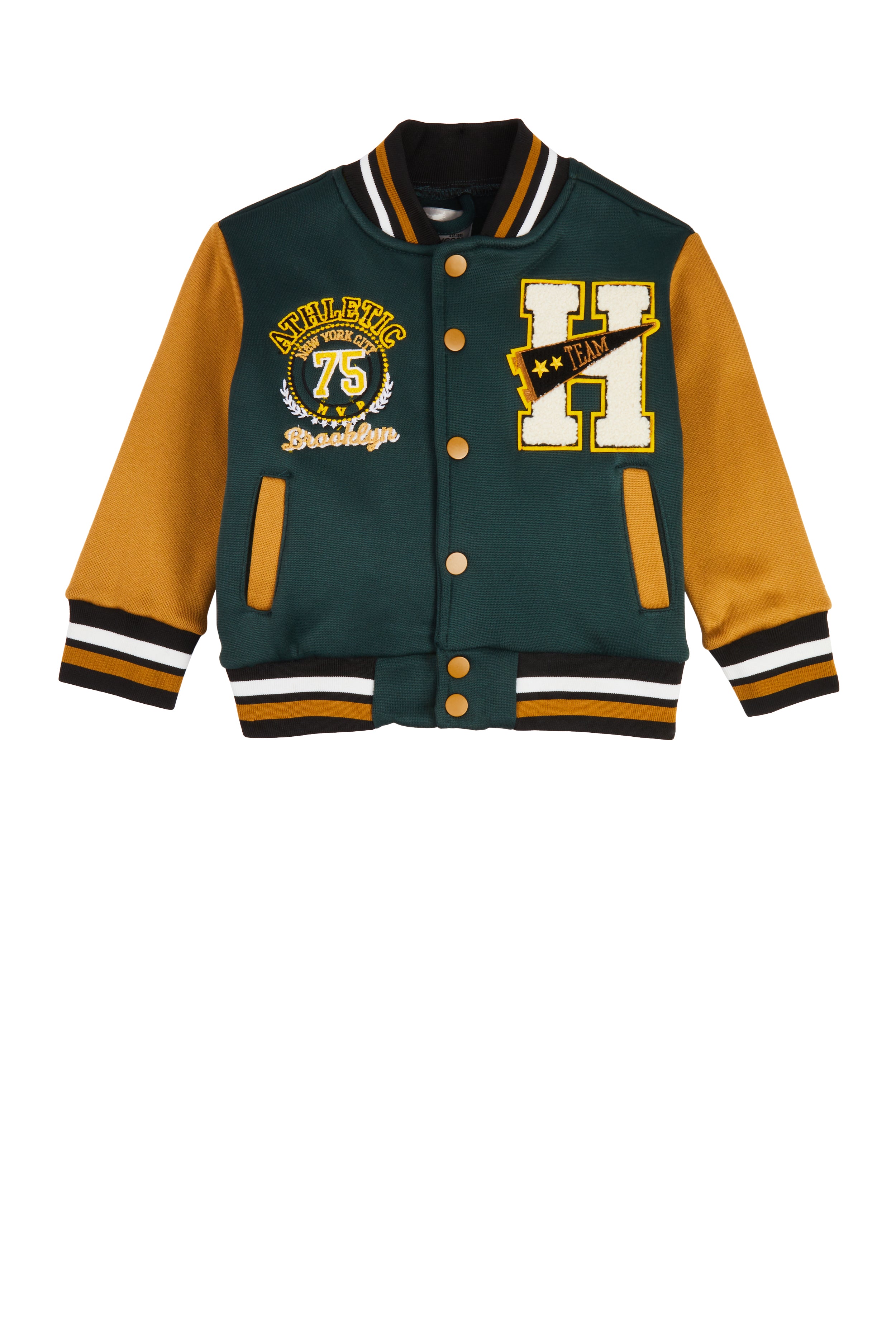 Toddler Boys H Initial Chenille Patch Varsity Jacket、mySite、camillekostekn